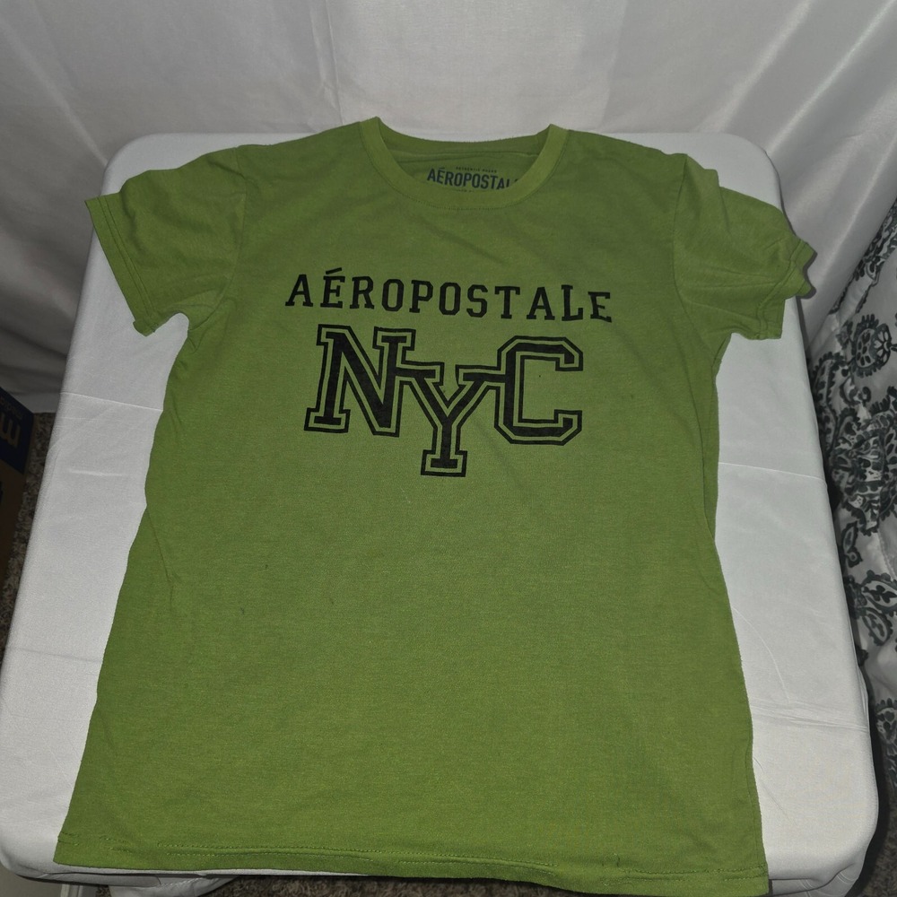 Aeropostale NYC Green T-Shirt Size S 100% Cotton Made in Thailand